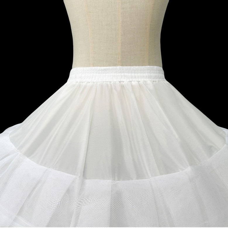 Slip de mireasă cu 7 inele de oțel și 2 straturi de tul, reglabil, design robust pentru rochii de mireasă