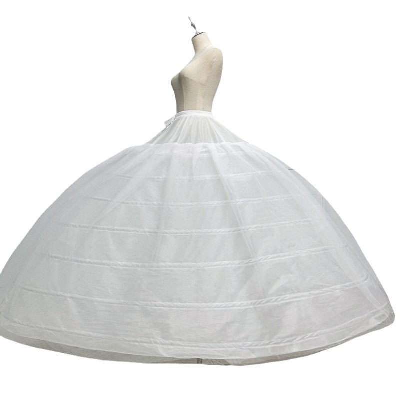 Slip de mireasă cu 7 inele de oțel și 2 straturi de tul, reglabil, design robust pentru rochii de mireasă