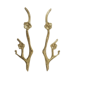 Drška za namještaj od mesinga s motivom grančice šljive u kineskom stilu, kovani završni premaz, 86 mm razmak rupa