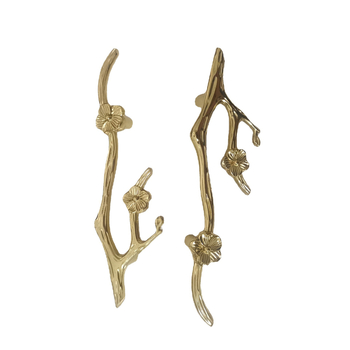 Drška za namještaj od mesinga s motivom grančice šljive u kineskom stilu, kovani završni premaz, 86 mm razmak rupa