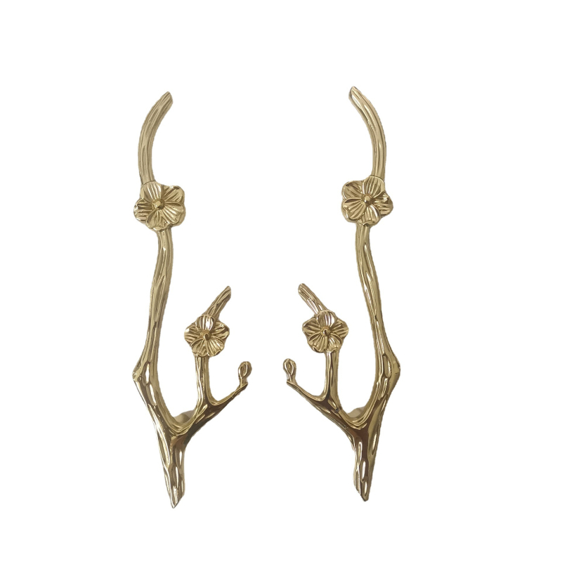 Drška za namještaj od mesinga s motivom grančice šljive u kineskom stilu, kovani završni premaz, 86 mm razmak rupa