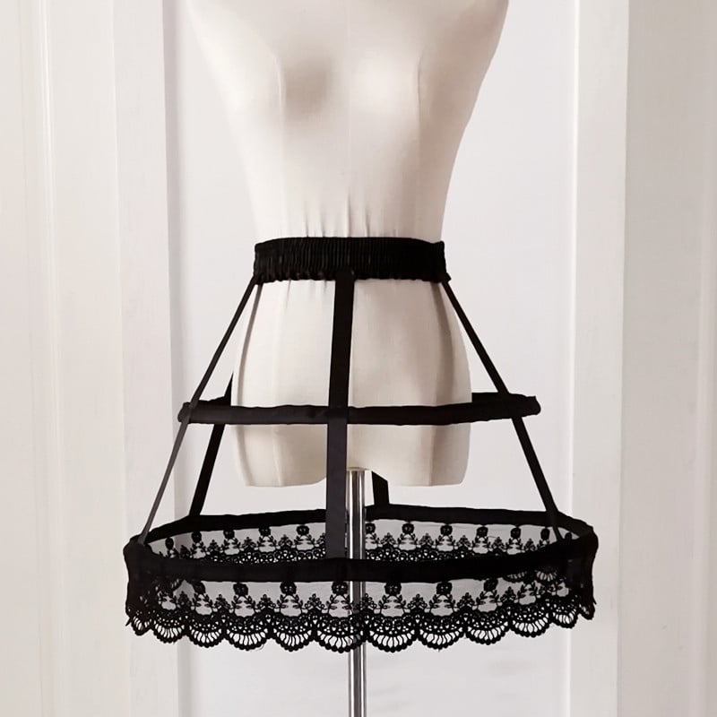 Lolita Birdcage sukňa s kosťou z ryby – cosplay, dvojité oceľové prstene, jednovrstvá tkanina, nastaviteľná, dospelí