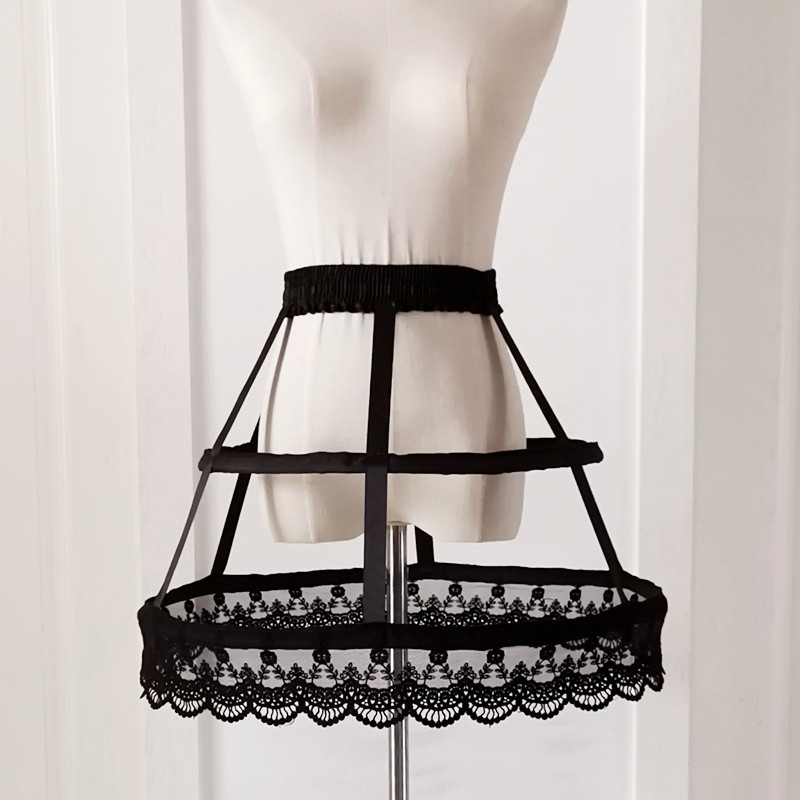 Lolita Birdcage sukňa s kosťou z ryby – cosplay, dvojité oceľové prstene, jednovrstvá tkanina, nastaviteľná, dospelí