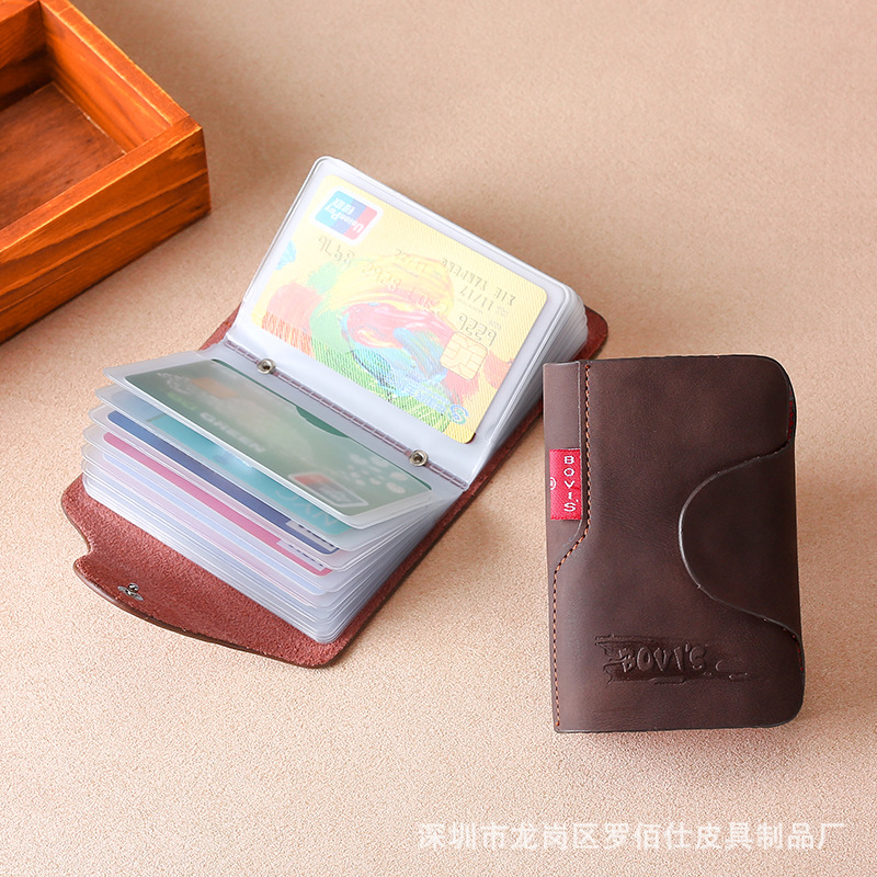 Husa pentru carduri Bovis 8781-5#, piele PU mată, închidere cu fermoar, interior: spațiu pentru fotografie și compartimente pentru carduri, model cu litere, logo tipărit