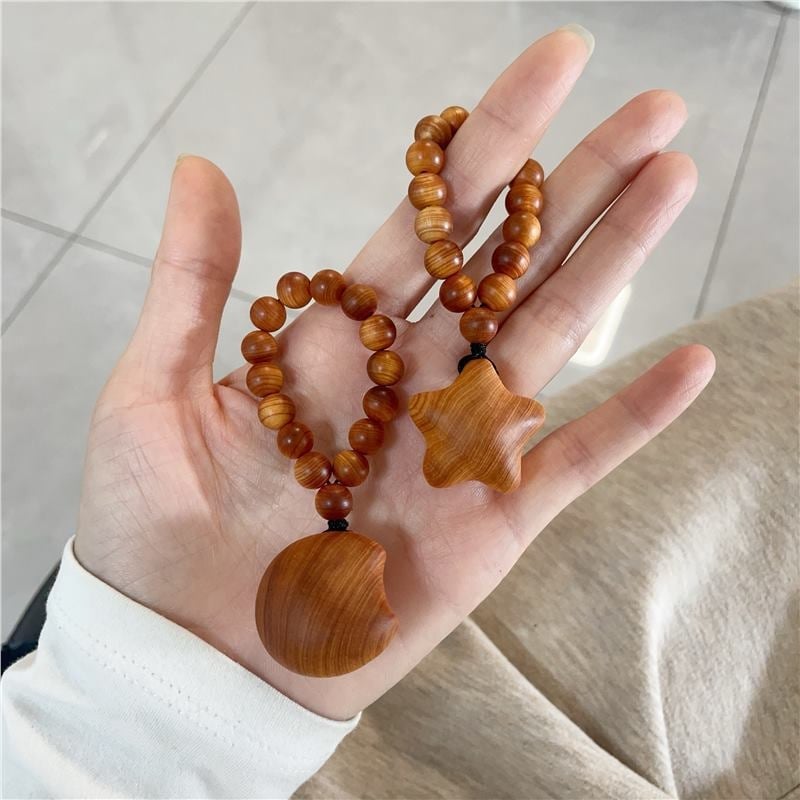 Drveni disk za igru prstima od thuja drveta s motivom zvijezde i mjeseca, prirodno stareno drvo, moderan jednostavan stil, unisex dodatak za poklon