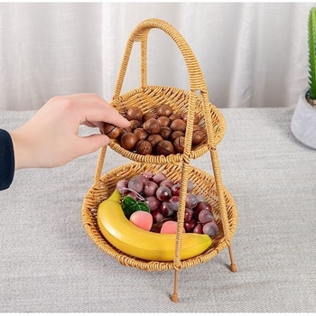 Πλαστική πολυεπίπεδη πιατέλα φρούτων σε ευρωπαϊκό στυλ με εμφάνιση ρατάν, μάρκα Yatu craft