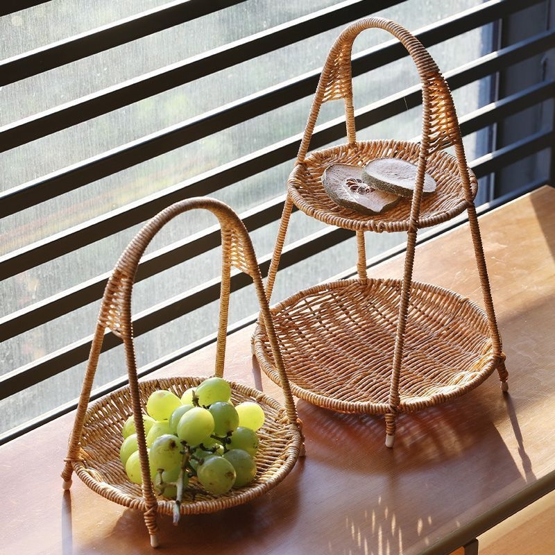 Πλαστική πολυεπίπεδη πιατέλα φρούτων σε ευρωπαϊκό στυλ με εμφάνιση ρατάν, μάρκα Yatu craft