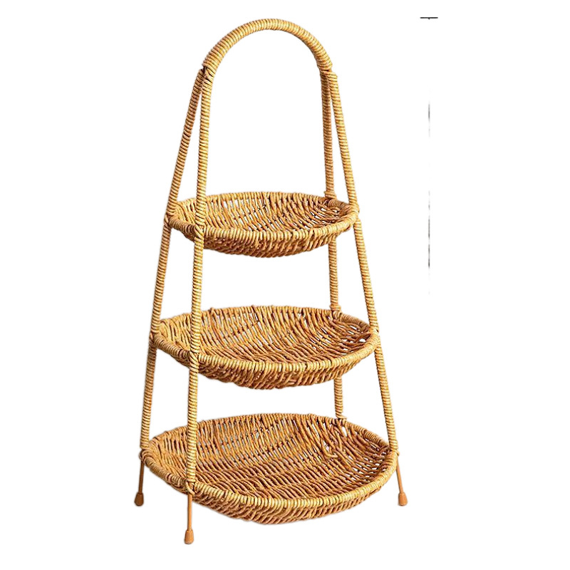 Πλαστική πολυεπίπεδη πιατέλα φρούτων σε ευρωπαϊκό στυλ με εμφάνιση ρατάν, μάρκα Yatu craft