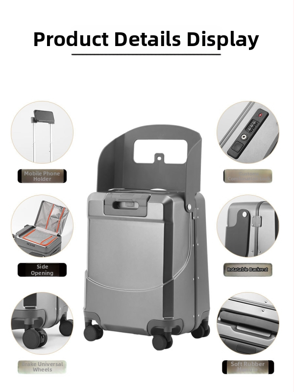 Detská cestovná batožina s predným otvorením a funkciou sedenia, PC škrupina, TSA kombinovaný zámok, USB port, RFID blokovanie