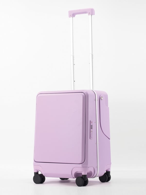 Gyermekeknek szóló utazótáska előlről nyíló kialakítással és ülőfunkcióval, PC külső, TSA kombinációs zár, USB-port, RFID védelem