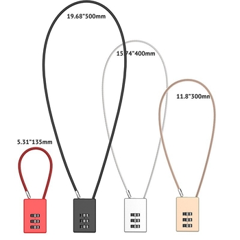 Mehanički brava s čeličnim užetom za torbe, ruksake i prtljagu, model 02U, kućište od cinkove legure, debljina šipke 4 mm, razmak šipki 20 mm
