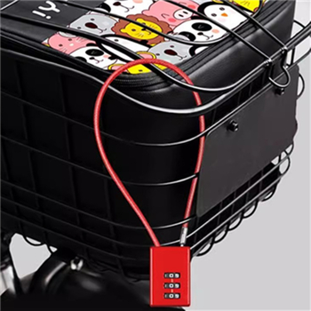 Mehanički brava s čeličnim užetom za torbe, ruksake i prtljagu, model 02U, kućište od cinkove legure, debljina šipke 4 mm, razmak šipki 20 mm