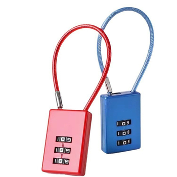 Mehanički brava s čeličnim užetom za torbe, ruksake i prtljagu, model 02U, kućište od cinkove legure, debljina šipke 4 mm, razmak šipki 20 mm