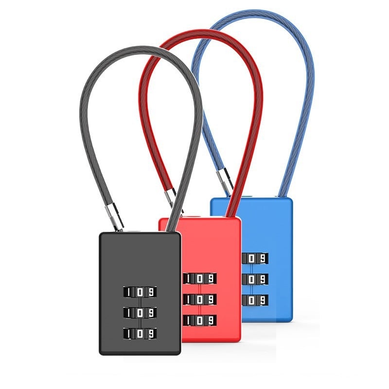 Mehanički brava s čeličnim užetom za torbe, ruksake i prtljagu, model 02U, kućište od cinkove legure, debljina šipke 4 mm, razmak šipki 20 mm