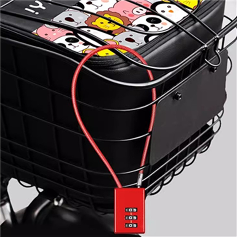 Mehanički brava s čeličnim užetom za torbe, ruksake i prtljagu, model 02U, kućište od cinkove legure, debljina šipke 4 mm, razmak šipki 20 mm