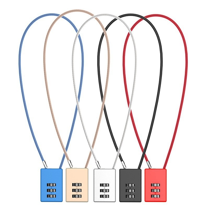 Mehanički brava s čeličnim užetom za torbe, ruksake i prtljagu, model 02U, kućište od cinkove legure, debljina šipke 4 mm, razmak šipki 20 mm