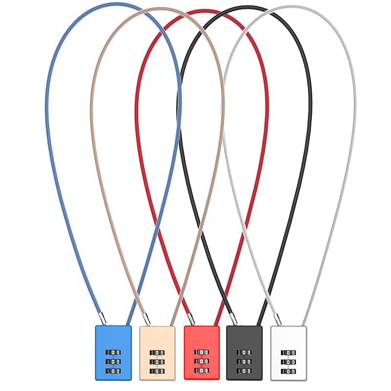 Mehanički brava s čeličnim užetom za torbe, ruksake i prtljagu, model 02U, kućište od cinkove legure, debljina šipke 4 mm, razmak šipki 20 mm