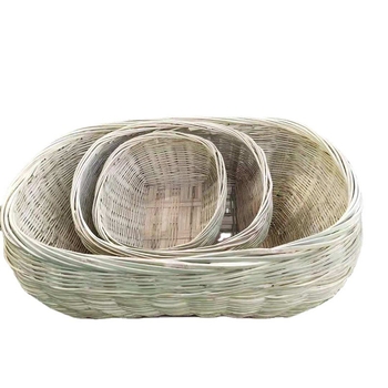 Coș din bambus, împletit manual, pentru depozitarea fructelor, legumelor, cosmeticelor și cărților/reviselor; Brand Mountain people's family; Stil pastoral.