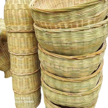 Coș din bambus, împletit manual, pentru depozitarea fructelor, legumelor, cosmeticelor și cărților/reviselor; Brand Mountain people's family; Stil pastoral.