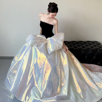 Večernja haljina za svadbu s U-dekolteom i dvostrukim reverom, bez rukava, poliester mješavina 50–70%, silueta princeze