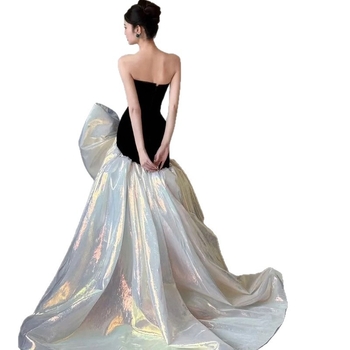 Večernja haljina za svadbu s U-dekolteom i dvostrukim reverom, bez rukava, poliester mješavina 50–70%, silueta princeze