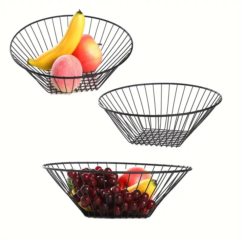Trostruki sklopivi kovni koš za voće s visećim dizajnom, moderni minimalistički stil, elektroplating, predstavljen 2019.