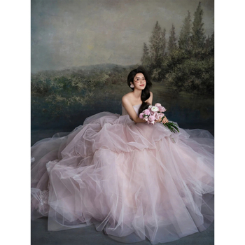 Vjenčana haljina, s jednim ramenom, bez rukava, duga suknja, poliester, srednji pojas