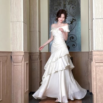 Večernja haljina s jednoramenskim izrezom na ramenu, visokim strukom, duga suknja, jesen 2025