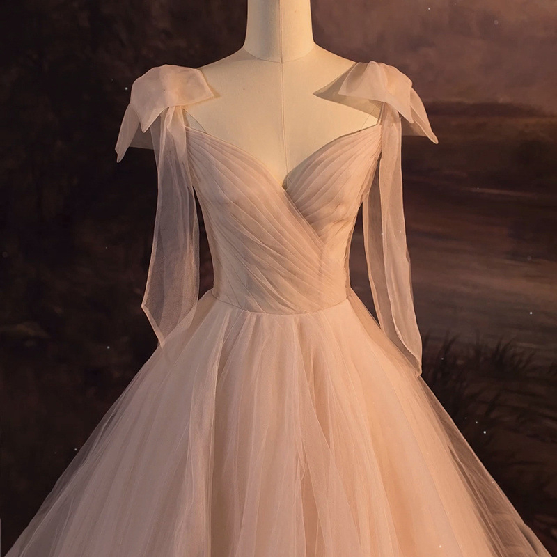 Elegantna večernja haljina za žene, mrežasti materijal, visok struk, Feifei rukavi, duga suknja, glavna tkanina 95%+