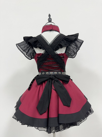 Japanska retro maid haljina za cosplay – Lolita stil, poliester 90–95%, FM003-RED, ljeto 2025, za igre i anime cosplay