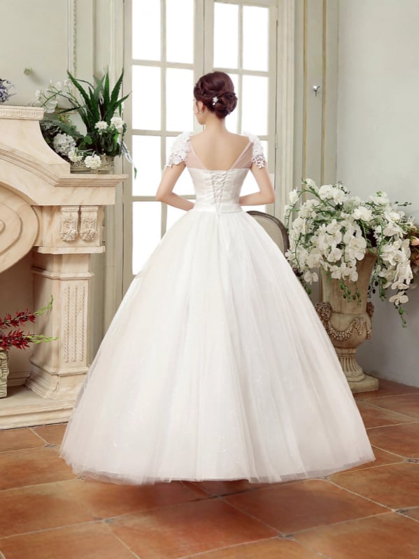 Rochie de mireasă cu un umăr, fără mâneci, lungă, din poliester, căptușită integral