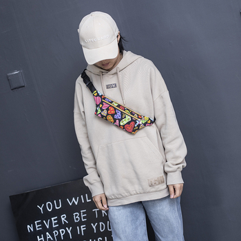 Платнена чанта за талия с флорална шарка, урбан стил, платно, облекчава натоварването, модел: Canvas flower bag