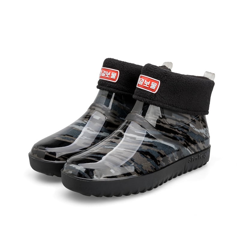 Ženske čizme za kišu, PVC gornji dio, srednje visoke, protuklizne i vodoodporne, niska peta 1–3 cm, jednobojni uzorak