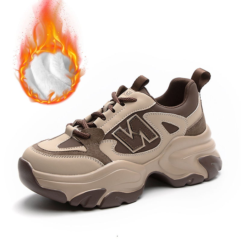 Ženske zimske cipele od prave kože s flis podstavom, magnetska vibracijska masaža stopala, okrugli vrh, srednja peta 3–5 cm, elastični pojas, svakodnevni stil