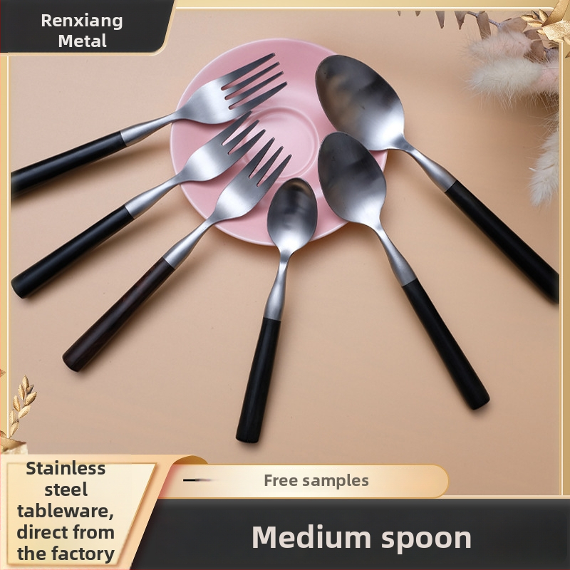 Комплект прибори за стейк: нож, вилица и лъжица от неръждаема стомана 304 с матиран финиш; възможност за печат на лого