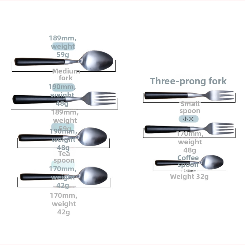 Комплект прибори за стейк: нож, вилица и лъжица от неръждаема стомана 304 с матиран финиш; възможност за печат на лого