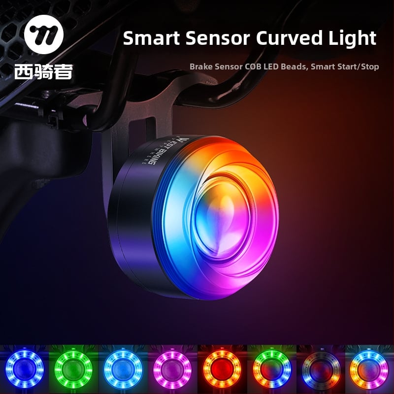 Inteligentna zadnja svjetiljka za bicikl – senzor, svjetlo kočnice, zakrivljeni dizajn za noćnu vožnju; mogućnost privatne oznake