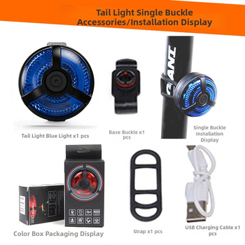 Zadné svetlo na bicykel s USB nabíjaním, upevnenie páskami, 400 mAh batéria, Micro-USB nabíjanie, nočné jazdy