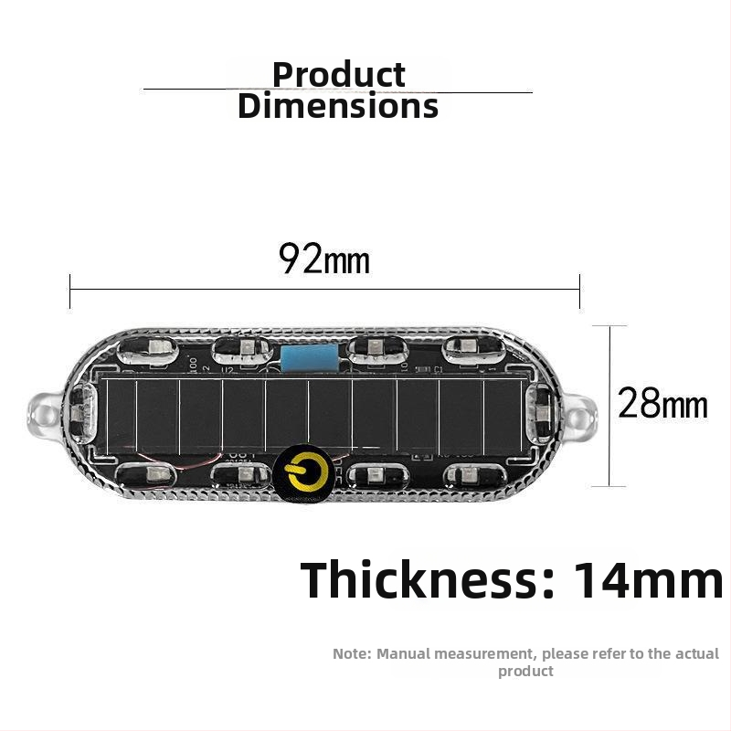 Päikesega LED-dekoratiivlamp mootorrattale ja elektrilisele trikkele – hoiatusvalgustus, ovaalne kate, 4000K, 50 000 tundi
