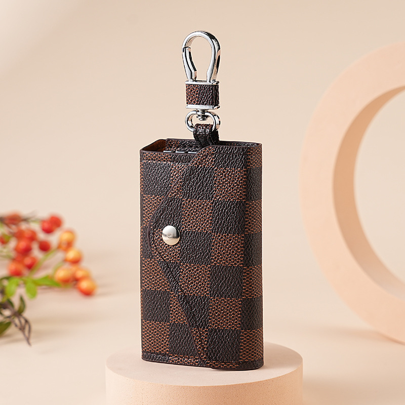 Torba za ključeve automobila - Unisex, PU materijal, Karirani uzorak, Spremanje ključeva