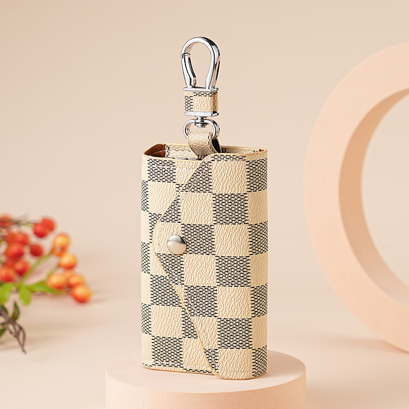 Torba za ključeve automobila - Unisex, PU materijal, Karirani uzorak, Spremanje ključeva