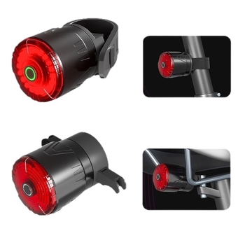 Új okos kerékpáros hátsó lámpa kettős konzollal, Type-C töltés, vízálló, vibrációs érzékelő, éjszakai vezetés figyelmeztetés (Márka: Red Light Fox; Importált: Nem; Magánmárkák: Igen)