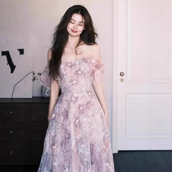 Rochie de mireasă de seară (poliester; talie înaltă; fără mâneci; fustă lungă)