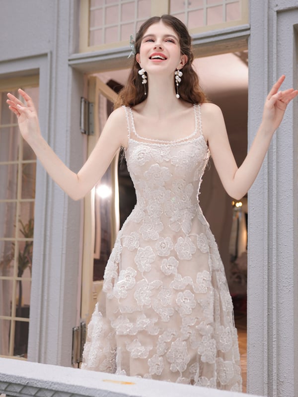 Csipkés esküvői ruha poliészter keverékkel, magas derekú szabás, hercegnő szoknya, Odelia márka