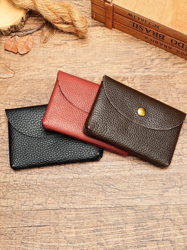 Portofel monedă din piele naturală, unisex, pliere 1, piele top-grain, căptușală poliester-bumbac