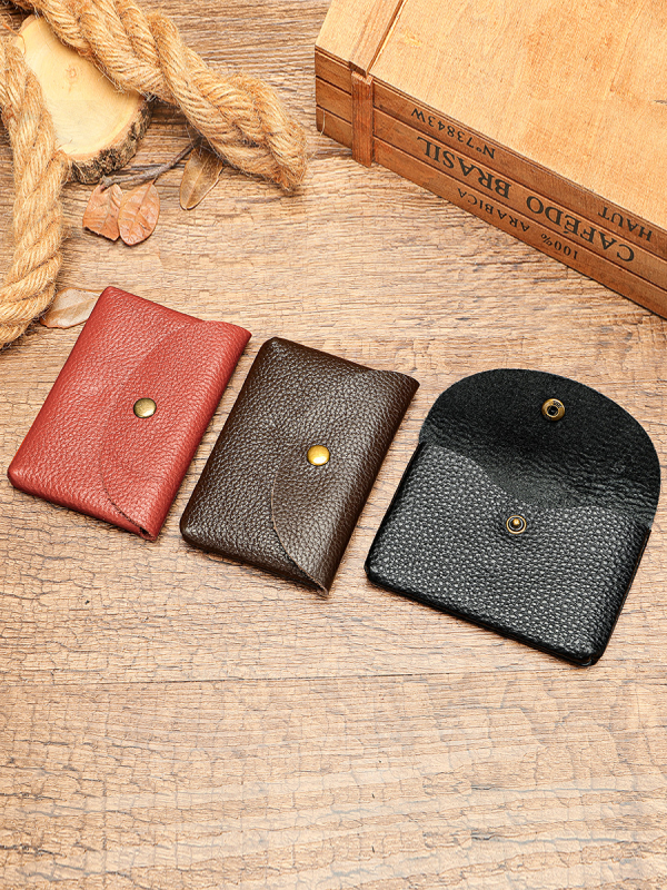 Portofel monedă din piele naturală, unisex, pliere 1, piele top-grain, căptușală poliester-bumbac