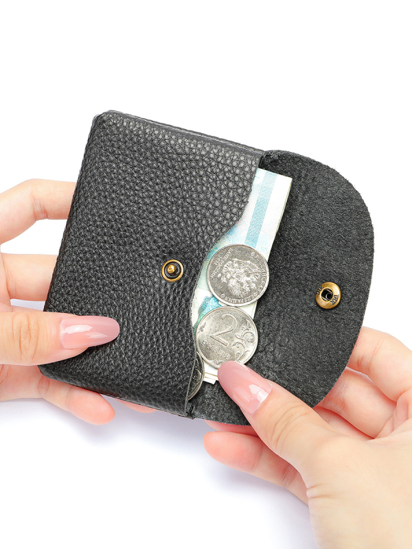 Portofel monedă din piele naturală, unisex, pliere 1, piele top-grain, căptușală poliester-bumbac