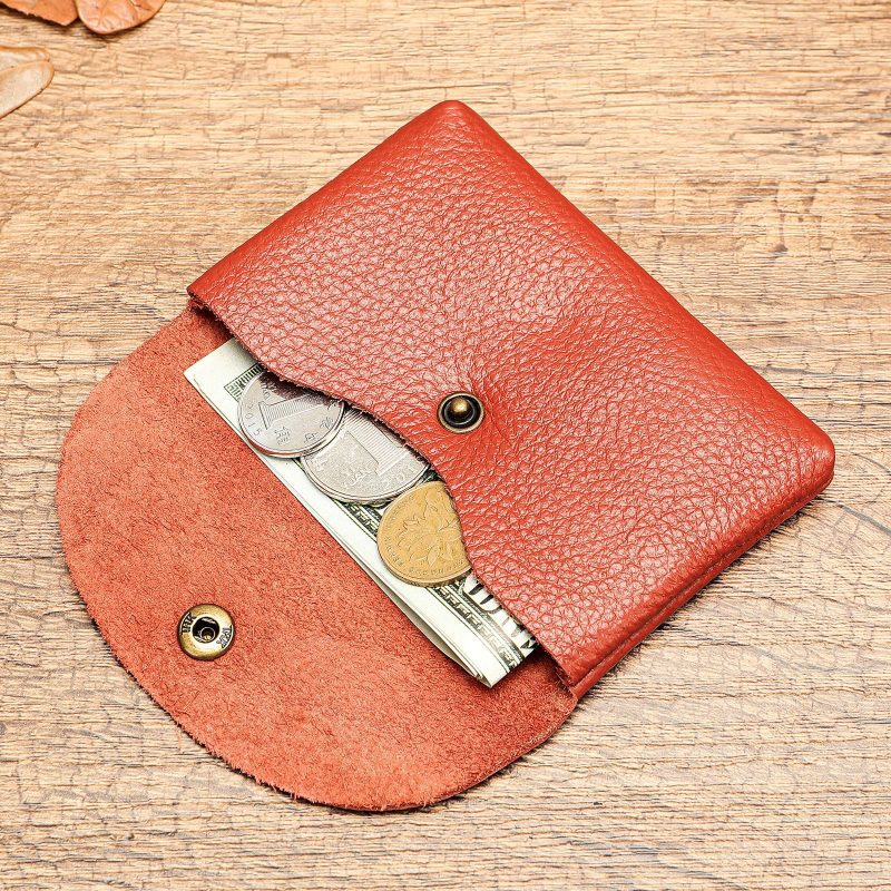 Portofel monedă din piele naturală, unisex, pliere 1, piele top-grain, căptușală poliester-bumbac