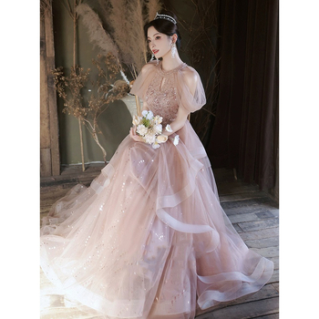 Ženska večernja haljina s halterom, visokim strukom, bez rukava, duga haljina, materijal poliester/spandeks