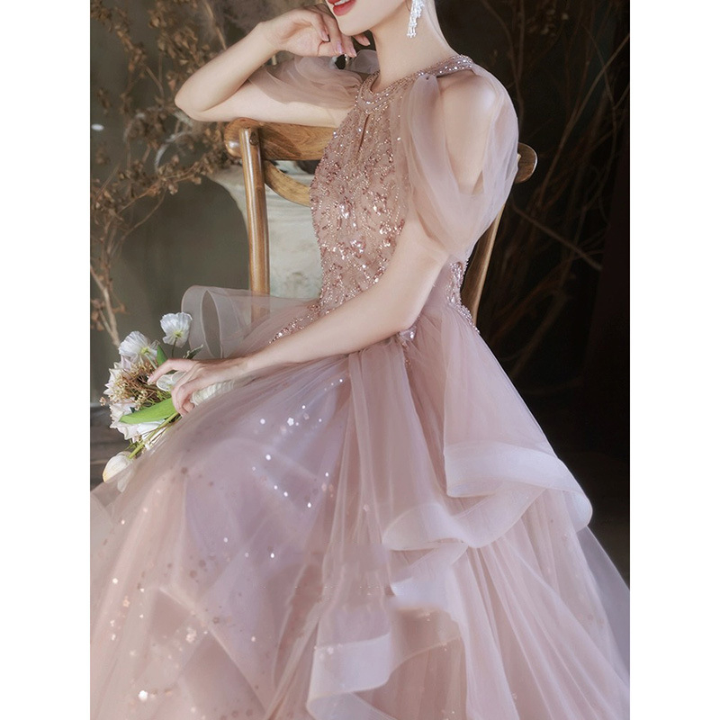 Ženska večernja haljina s halterom, visokim strukom, bez rukava, duga haljina, materijal poliester/spandeks